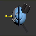 Blue Cartoon Robot With Silver Round Body Yellow Part Black Side Structures And Eyes