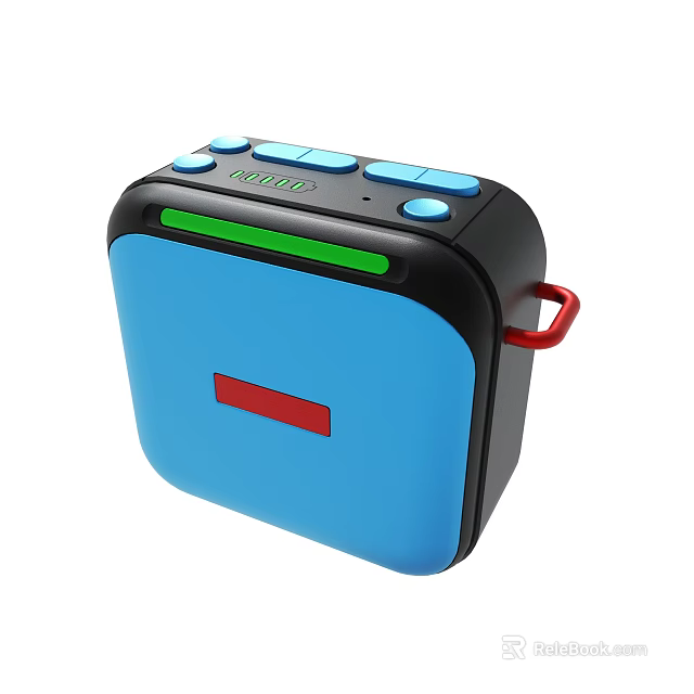 Portable Blue Device With Black Top Blue Buttons Green Strip And Red Handle 3d model 