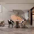 Luxury Modern Duplex Living Room With Marble Wall And Fireplace