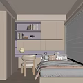 Modern Tatami Bedroom Interior With Built in Storage Desk And Soft Lighting