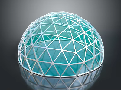 Modern Spherical Transparent Geodesic Equipment With Metal Frame And Glass Structure 3d model