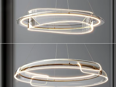 Modern Circular Ring Chandelier With LED Light And Transparent Glass Design 3d model