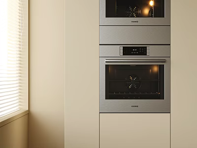 Modern Kitchen Interior With Built In Oven Microwave And Appliances 3d model