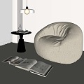 Cream Style Lazy Chair Leisure Chair Fabric Chair 3d model