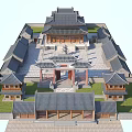 Ancient Chinese Architectural Complex With Courtyard And Traditional Roof Designs
