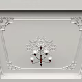 Elegant Ceiling Design With Ornate Borders Central Floral Pattern And Chandelier 3d model