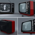 Vintage Television Set With Red Black Exterior Classic Knobs Antenna And Retro Design Details