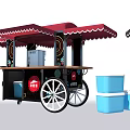 Pizza Hut Commercial Mobile Food Carts With Canopy Wheels And Blue Containers