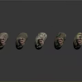 Five Different Camouflage Pattern Tongue Models With Pink Tips On Dark Background