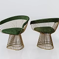 Modern Leisure Chairs With Green Velvet Seats Gold Metal Frames And Curved Armrest Design