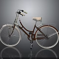 Vintage Brown And White Bicycle With Front Basket And Rear Rack
