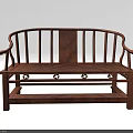 Wooden Multi-person Sofa With Traditional Curved Backrest And Carved Armrest Design