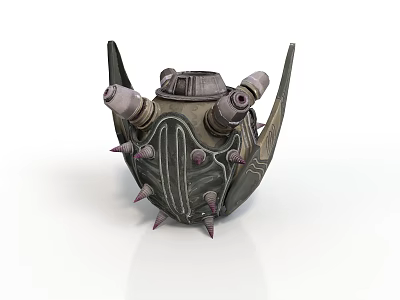 Industrial Mechanical Device With Spiked Armored Shell Dual Pipes And Nozzles 3d model
