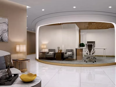 Modern Lounge Area Interior Design With Comfortable Sofas Armchairs And Floor Lamps 3d model
