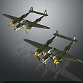 Spacecraft Model With Twin Green Fuselage And Yellow Propellers Design