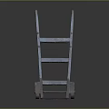 Blue Metal Step Ladder With Wheels And Rustic Industrial Design Elements 3d model