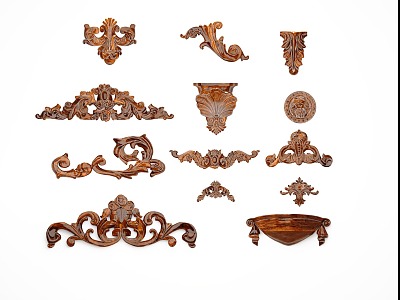 European-style flat carved component model