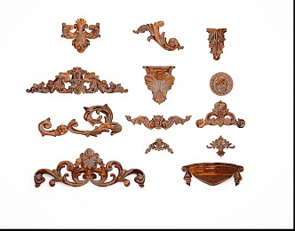 European-style flat carved component 3d model