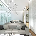 Modern Lounge Area Interior Design With White Chairs Golden Leg Table Bookshelves And Green Plants