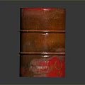 Rusty Red Santos Barrel With Cylindrical Shape And Weathered Surface