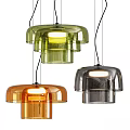 Modern Transparent Chandeliers with Green Orange Grey Tones and Layered Design