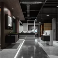 Modern Bathroom Interior With Dark Marble Walls Toilet Bathtub Shower Area And Shelves