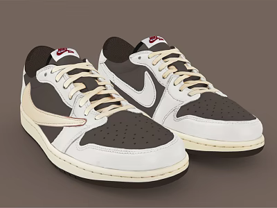 Nike Casual Sports Shoes With White Grey Upper Cream Laces And Breathable Holes 3d model