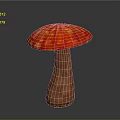 Vibrant Red Mushroom Plant With Yellow Spots And Brown Stem On Gray Background