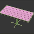 Stylish Rectangular Table With Wooden Tabletop And Durable Metal Stand Design 3d model