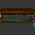 Traditional Chinese Style Redwood Table With Intricate Carvings And Ornate Legs