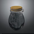 Shiny Metal Storage Jar With Orange Cork Lid And Secure Clasp Closure