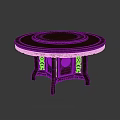 Traditional Chinese Mahogany Round Dining Table With Carved Surface And Openwork Leg Patterns 3d model