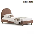 Upholstered Kids Bed With Arched Headboard Wooden Legs Soft Pillows And Cozy Blanket