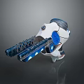 Futuristic Sci Fi Weapon with Blue and White Detailed Design and Glowing Technological Accents