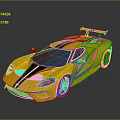 Golden Supercar With Sleek Design Black Stripes Rear Spoiler And Shiny Alloy Wheels