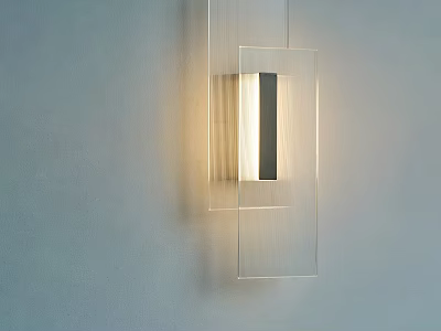 Modern Rectangular Wall Lamp With Transparent Glass Shade And Soft Lighting 3d model