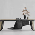 Modern Bed End Stool Rattan Bending Bed End Stool 3d model
