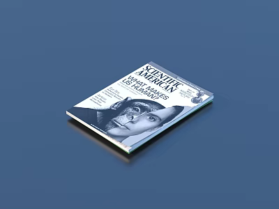 Scientific American Magazine Cover Featuring Portrait Of Person With Glasses And Scientific Content 3d model