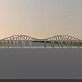Modern White Arched Bridge Spanning Calm Water With Clear Reflection