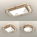 Modern Ceiling Light With Gold Frame Square Round Shapes And Decorative Patterns 3d model