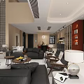 Modern Elegant Living And Dining Room Interior With Sofa Coffee Table TV Wall And Chairs