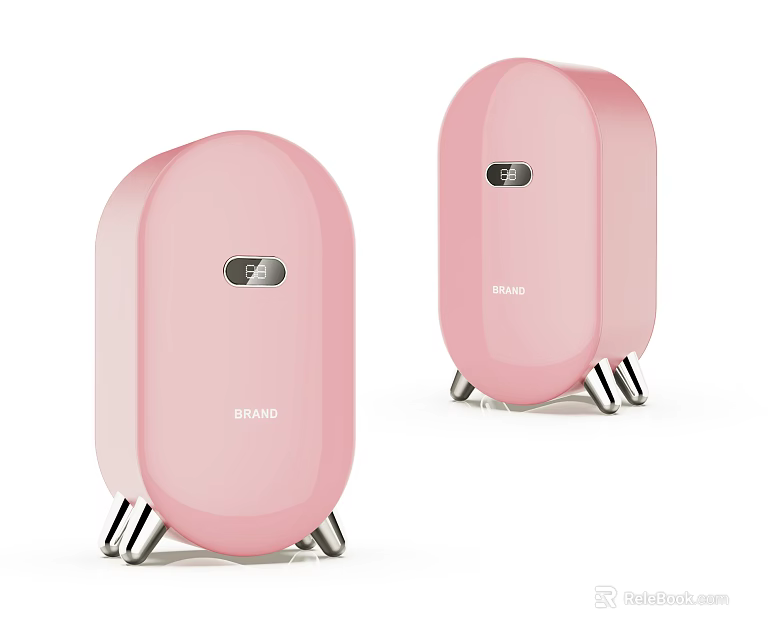 Pink Oval Shaped Refrigerator Freezer Units With Silver Wheels For Home Kitchen Use 3d model 