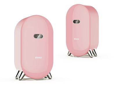 Pink Oval Shaped Refrigerator Freezer Units With Silver Wheels For Home Kitchen Use 3d model