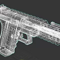 Black Tactical Handgun With Green Sight Textured Grip Top Rail And Side Cutouts