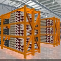 Industrial Warehouse Storage Racks With Metal Shelves Holding Stacked Goods