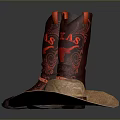 Fashionable Red Cowboy Boots And Classic Cowboy Hat For Daily Use