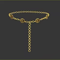 Chic Gold And Black Chain Necklace With Circular Pendants And Dangle Chain Design