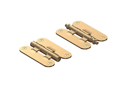 Two Brass Hinges With Screw Fasteners For Furniture Hardware Classic Design Applications 3d model