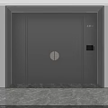 Modern Black Double Door With Textured Surface Circular Metal Accent AODI Electronic Lock Marble Floor