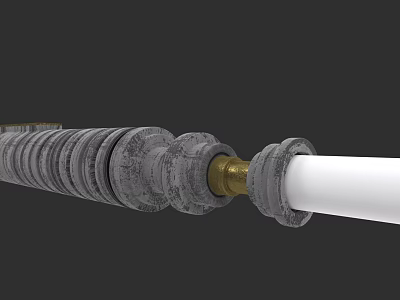 Weapon Mechanical Component Featuring Spiral Structure Golden Connector And White Rod 3d model